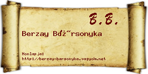 Berzay Bársonyka névjegykártya